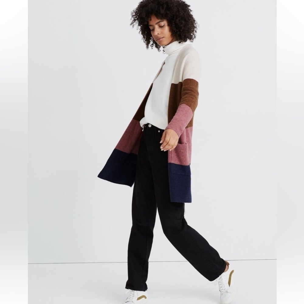 Madewell Kent Striped Cardigan Sweater in Coziest Yarn